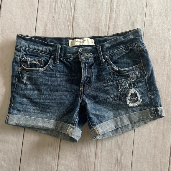 Abercrombie & Fitch Pants - Abercrombie & Fitch Micro Low Rise Denim Shorts Women’s Ladies 0 Cuffed VTG Y2K